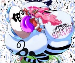 1girls 2d_(artwork) big_ass big_breasts female female_only ghost ghost_girl horohoroctober huge_ass huge_belly hyper_ass laughing one_piece perona sharkbubble watermark