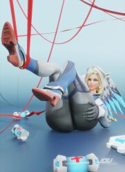 1girls 3d 3d_(artwork) activision alternate_costume angela_ziegler ass ass_focus big_ass blender_(software) blizzard_entertainment blonde_hair blonde_hair_female blue_eyes blue_eyes_female butt_crack combat_medic_ziegler european european_female female female_focus female_only focus focus_on_ass fully_clothed hand_on_butt happy jdv large_ass large_butt legs_up light-skinned_female light_skin mercy overwatch overwatch_2 smile spandex