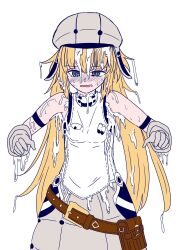 1girls 2d artoria_caster_(fate) artoria_pendragon artoria_pendragon_(caster) blush bukkake color cum cum_in_clothes cum_in_hat cum_in_head cum_in_headwear cum_on_armpit cum_on_body cum_on_hair cum_on_hat cum_on_head cum_on_headwear cum_wearing fate/grand_order fate_(series) female female_focus female_only long_(longdq3008) nervous semen sweat sweatdrop type-moon uncomfortable white_background