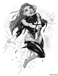 1girls atom_eve black_lipstick crossover female female_only huge_ass huge_breasts invincible marvel monochrome nipples pussy samantha_eve_wilkins solo spacen'cakes spider-man_(series) symbiote thick_thighs tongue_out venom_(marvel) wide_hips