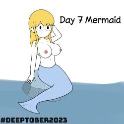 blonde_hair breasts inktober mermaid mrwings nude topless