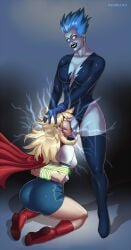 1futa 1girls blonde_hair blowjob bondage bound dc dc_comics deepthroat electricity fellatio female femsub futadom futanari kara_zor-el livewire miniskirt rope skirt stockings supergirl superman_(series) vanbrand