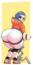 1girls alternate_ass_size apex_legends ass ass_expansion ass_focus big_ass big_butt blue_eyes bottom_heavy eyebrows eyebrows_visible_through_hair eyelashes female female_only full_body hips huge_ass huge_butt hyper_ass hyper_butt large_ass large_butt lewdbuns lichtenberg_figure looking_at_viewer looking_back looking_back_at_viewer scar simple_background smile smiling smiling_at_viewer solo solo_female standing thick thick_ass thick_hips thick_thighs thighs tight_clothes tight_clothing tight_pants tights wattson_(apex_legends) wide_hips