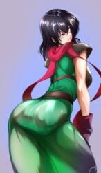 1girls ass ass_in_dress black_hair breasts dress female female_only fire_emblem fire_emblem:_thracia_776 grin large_ass looking_at_viewer looking_back mareeta_(fire_emblem) medium_breasts medium_hair nintendo pink_eyes scarf smile solo thick_thighs thighs tomorrowsjoker