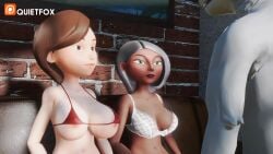 3d big_breasts breasts disney elastigirl female female_focus fox helen_parr interracial milf mirage_(the_incredibles) naked nude patreon quietfox98 short_hair smooth_skin the_incredibles