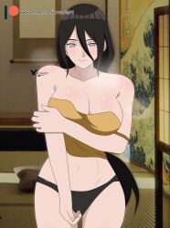 1girls agung911 alternate_costume aroused bare_chest bare_legs bare_shoulders bare_thighs blush boruto:_naruto_next_generations cleavage clothing curvaceous female female_only front_view horny horny_female hyuuga_hanabi long_hair looking_at_viewer naruto naruto_(series) no_bra panties patreon_username ponytail revealing_clothes skimpy skimpy_clothes solo solo_focus steam steaming_body strap_slip sweat sweatdrop sweating tank_top teasing tied_hair underwear undressing url very_long_hair watermark web_address wide_hips