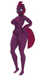 3d_(artwork) 5_fingers anthro argos90 broken_horn equid equine eyelashes female fingers friendship_is_magic green_eyes hair hasbro horn mammal my_little_pony my_little_pony:_the_movie_(2017) nude pink_hair pink_tail purple_body simple_background solo standing tail tempest_shadow_(mlp) unicorn white_background