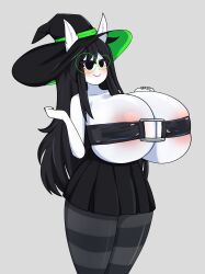 belt_bra black_hair dog_ears homestuck jade_harley phasmomo stockings witch witch_hat