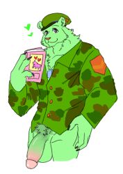 bear clothing flippy_(htf) fur gay genitals green_body green_fur happy_tree_friends hat headgear headwear hi_res male mammal military military_cap military_uniform penis ro_momod solo uniform