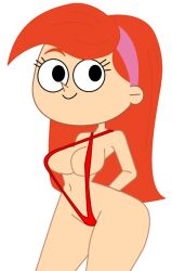 ass big_ass big_breasts black_eyes breasts chloe_(grojband) ec-707 female female_focus female_only grojband hairband light-skinned_female looking_at_viewer red_hair red_thong thong transparent_background