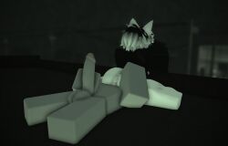 2boys 3d avewagetrashuwu black_hair cat_ears criminality dummy_(roblox) facesitting femboy gun laying_down masturbating masturbation roblox roblox_avatar roblox_game robloxian sniper_rifle tagme white_hair