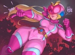 1girls 2024 blonde_hair blue_eyes bodysuit bowser breasts clothed female female_focus gloves helmet hi_res huge_breasts koopa light-skinned_female light_skin long_hair mario_(series) nintendo princess_peach princess_peach:_showtime! rizdraws snapping_fingers thick_lips thick_thighs very_high_resolution