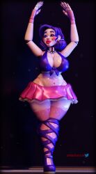 3d 3d_(artwork) 3d_model ballerina ballora ballora_(fnafsl) big_breasts blackterio blender blender3d blender_(software) blender_cycles five_nights_at_freddy's five_nights_at_freddy's:_sister_location fnaf pink_nipples scottgames sister_location skirt solo thick_ass