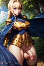 ai_generated alice_schuberg armor big_penis blonde_futa blue_eyes flaccid futanari gold_(metal) intersex medieval_armour medium_breasted_futa medium_breasts naikedart penis realistic_penis_size solo stable_diffusion sword_art_online sword_art_online_alicization testicles uncensored