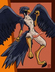 abstract_background absurd_res anthro avian avian_feet avian_penis beak bird digital_drawing_(artwork) digital_media_(artwork) erection falcon falconid feather_tuft feathers feet full-length_portrait genitals hi_res looking_at_viewer lying male on_back penis peregrine_falcon portrait presenting solo spread_wings tail tail_feathers talons tapering_penis toe_curl toes tuft vike_mike wings yellow_eyes