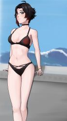 1girls bikini black_hair choker female looking_at_viewer ruby_rose rwby short_hair silver_eyes solo solo_female tagme weirddoddle