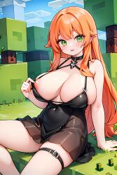 ai_generated alex_(minecraft) big_breasts breasts female green_eyes minecraft