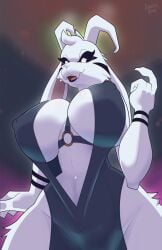 1girl 1girls 2020s 2022 2022s absurd_res absurdres alternative_fashion anthro artist_name artist_signature asriel_dreemurr asriel_dreemurr_(god_form) big_breasts black_sclera boss_monster boss_monster_(undertale) bovid breasts caprine chest_harness clothed clothing dress female female_asriel female_focus female_only floppy_ears fur furry furry_female genderswap genderswap_(mtf) goat goth harness hi_res horn horns long_ears low-angle_view mammal mtf_crossgender nipple_outline open_mouth plunging_neckline rule63 rule_63 snappygrey solo teeth thick_thighs thighs toby_fox tongue undertale undertale_(series) white_body white_eyes white_fur wide_hips