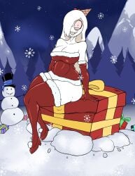 1girls bloodshot_eyes breasts chery christmas christmas_outfit dead_cream_(theimmortalguy) dripping female female_only gift gift_box hair_over_one_eye ice_cream ice_cream_cone ice_cream_girl jessica_(theimmortalguy) large_breasts medium_breasts oc original_character santa_costume sitting sitting_down snow snowing snowing_outside snowman theimmortalguy voluptuous voluptuous_female