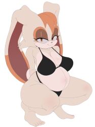 2d 2d_(artwork) 2d_artwork a_name_for_me arms_behind_back belly belly_button big_breasts black_bra black_panties bra breasts breed bunny_ears bunny_tail eyelashes hereapathy large_breasts milf mother panties pregnant pregnant_belly pregnant_female rabbit sega sonic_(series) sonic_the_hedgehog_(series) tail thick_thighs vanilla_the_rabbit