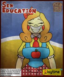 2024 2d 2d_(artwork) 2d_artwork animatronic beanontoast big_breasts blonde_hair light-skinned_female miss_delight mob_entertainment poppy_playtime poppy_playtime_(chapter_3) rosy_cheeks smile teacher