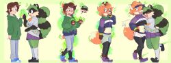 big_breasts blue_eyes breasts clothed clothes female fox green_fur pawberri paws racoon_girl tagme transformation