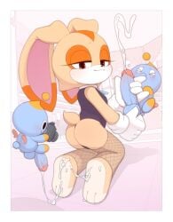 2022 :3 ambatukam ass balls blue_body camera chao_(sonic) cream_the_rabbit cub cum cum_on_feet cum_trail cumshot feet female female_focus fishnets furry gloves grabbing_balls handjob kekitopu looking_at_viewer male mobian_(species) orange_fur penis red_eyes sega sonic_(series) sonic_the_hedgehog_(series) tan_fur white_border young