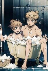 ai_generated feet feet_up itadori_yuuji jujutsu_kaisen naked nanako nanako_hasaba washing_another