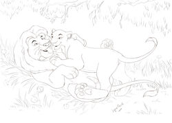 anus disney feline female female_feral feral licking lion lioness lynx_girl_(artist) male mufasa penis pussy sarabi tail the_lion_king tongue