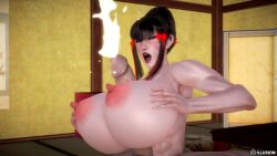 1boy 1boy1girl 1girls 3d asian asian_female bandai_namco bangs between_breasts big_ass big_breasts black_hair blunt_bangs boobjob female female_focus fire_on! huge_breasts human japanese japanese_female kazumi_mishima large_breasts legs light-skinned_female light-skinned_male light_skin lips long_nipples lovers low_poly male male/female mature mature_female milf namco nipples outercourse paizuri partial_male red_ribbon sidelocks tekken tekken_7 updo