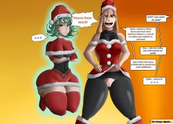 2girls big_ass big_butt chainsaw_man christmas crossover female female_only louizk multiple_girls one-punch_man portuguese portuguese_text power_(chainsaw_man) tatsumaki text