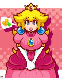 1girls blonde_hair blue_eyes legendofnerd looking_at_viewer mario_(series) pink_dress princess_peach solo super_princess_peach