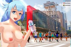 1girls aqua_(konosuba) background_characters breasts female kono_subarashii_sekai_ni_shukufuku_wo! nipples open_mouth putsface tagme