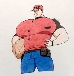 1boy big_chest big_pecs cnb2804 courier_(pokemon) delivery_man game_freak huge_chest huge_pecs male male_only nintendo pokemon solo solo_male