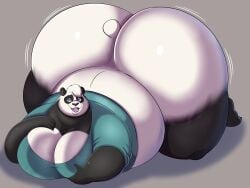 basic_background bear bedroom_eyes blue_eyes female giant_panda gillpanda_(character) huge_ass huge_breasts huge_butt hyper_ass hyper_butt megacoolbear megacoolbear_(artist) open_mouth overweight panda shirt_only