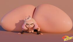 1girls 3d 3d_(artwork) ass_bigger_than_head ass_built_separately ass_expansion ass_focus casual casual_nudity dumptruck_ass female_only hyper hyper_ass immobile inkling massive_ass meat_wall_(body_type) nintendo nsfwdestiny pearl_(splatoon) pearl_redraw_(prevence) shortstack splatoon splatoon_2 tagme