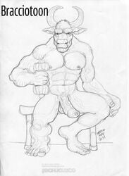 bracciotoon gay male minotaur muscles nude penis