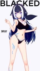 abused_paragon_(artist) blacked blacked_clothing busty commission female female_only indie_virtual_youtuber koikatsu midriff shortstack shylily solo solo_female virtual_youtuber