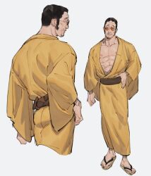 1boy abs admiral adult belt borsalino_(kizaru) brown_belt dark_hair dilf feet full_body fully_clothed human human_only japanese_clothes kimono kimono_only long_sideburns male male_only masculine mature mature_male one_piece open_kimono pale pale-skinned_male pale_body pale_skin pecs pectorals relaxed relaxed_expression sandals short_hair sideburns solo sunglasses sunglasses_on_face tsai_iii yellow yellow_kimono