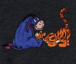 2boys black_background blowjob bow disney donkey eeyore embroidery equine feline fellatio gay grin looking_back male_only oral oral_sex pleasure_face sex smile smooth_skin tiger tigger tufted_tail winnie_the_pooh_(franchise) yaoi