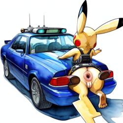 ai_generated anthro anus ass bondage imminent_rape pikachu pokémon_(species) pokemon pokemon_on_pokemon police police_officer self_upload