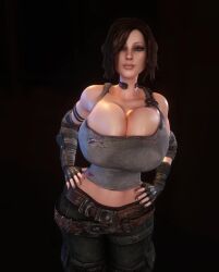 1girls 3d 3d_(artwork) alternate_breast_size animated bouncing_breasts breasts_bigger_than_head brown_hair bulletstorm cleavage clothed clothed_female electronic_arts epic_games female female_only female_solo fingerless_gloves gigantic_breasts hair_over_one_eye hands_on_hips huge_breasts human human_only jiggle jiggling jiggling_breasts looking_at_viewer no_sound people_can_fly short_playtime solo solo_female strutting tagme trishka_novak vaako video walking wide_hips