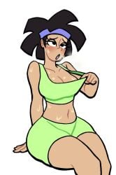 amy_wong big_breasts blush female female_focus female_only futurama green_clothing gym_clothes hairband lovetopullmicke sweat sweaty thick thick_legs thick_thighs