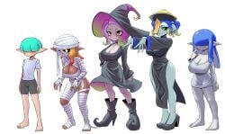 1boy 4girls agent_8_(team_wizard) animal_humanoid anthro cephalopod cephalopod_humanoid humanoid inkling inkling_boy inkling_girl mask_(marking) mummy nintendo nobunagapero octoling octoling_girl patricia_(splatoon) peronattu pointy_ears pseudo_hair splatoon splatoon_(series) squid tagme team_wizard_(splatfest) tentacle tentacle_hair the_ring witch yamamura_sadako_(cosplay) zombie