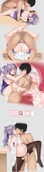 apron before_and_during_pregnancy cum cum_inside genshin_impact impregnation keqing_(genshin_impact) large_breasts nipples positive_pregnancy_test pregnancy_test pregnant pregnant_sex purple_eyes purple_hair shengtian