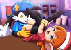 anthro ass bbmbbf female furry humanoid klonoa klonoa_(series) lolo_(klonoa) male male/female monkey monkey_girl namco open_mouth palcomix tongue tongue_out