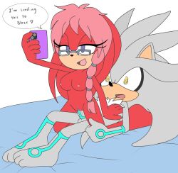 angelofhapiness archie_comics breasts dizzy_eyes lara-su nipples no_navel penis phone pussy riding riding_penis selfie silver_the_hedgehog sonic_(series) sonic_the_hedgehog_(series)