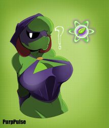 ? big_ass big_breasts boob_window bottomless female female_only green_shadow_(pvz) no_bra nude peashooter_(pvz) plantie plants_vs_zombies purppulse question_mark sideboob topwear