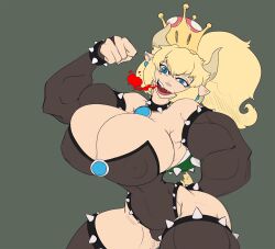 barely_clothed big_ass big_breasts boob_window bowsette clothed dress extreme_muscles female female_only huge_breasts imric1251 inverted_nipples mario_(series) new_super_mario_bros._u_deluxe nintendo nipples_visible_through_clothing no_bra no_underwear sideass sideboob super_crown