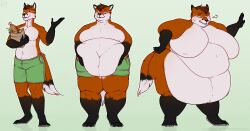 anthro ass aucherr belly_grab belly_overhang big_butt blush bottomwear breath_cloud canid canine clothing deep_navel embarrassed eyewear fat_arms fit_to_fat fondling fox glasses hi_res huge_belly huge_moobs male mammal morbidly_obese morbidly_obese_anthro morbidly_obese_male navel obese obese_anthro obese_male out_of_breath overweight overweight_anthro overweight_male self_fondle sequence shorts solo thick_thighs weight_gain